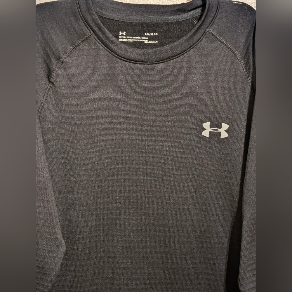 Under Armour UA Base 2.0 ColdGear Fitted Crew Shirt Men's Large Black - Picture 2 of 7